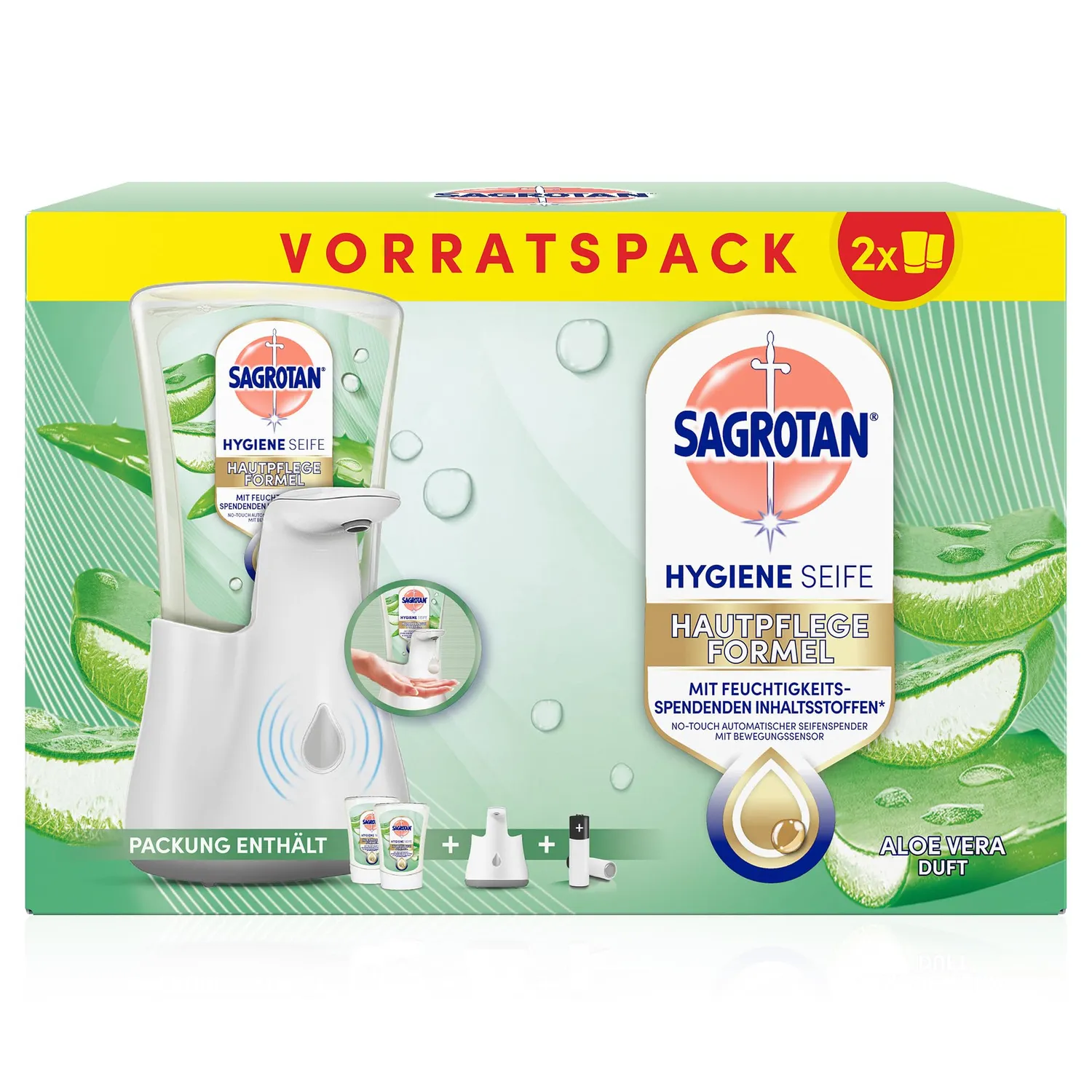 Sagrotan No-Touch Seifenspender Weiß Set 2x250ml Aloe Vera