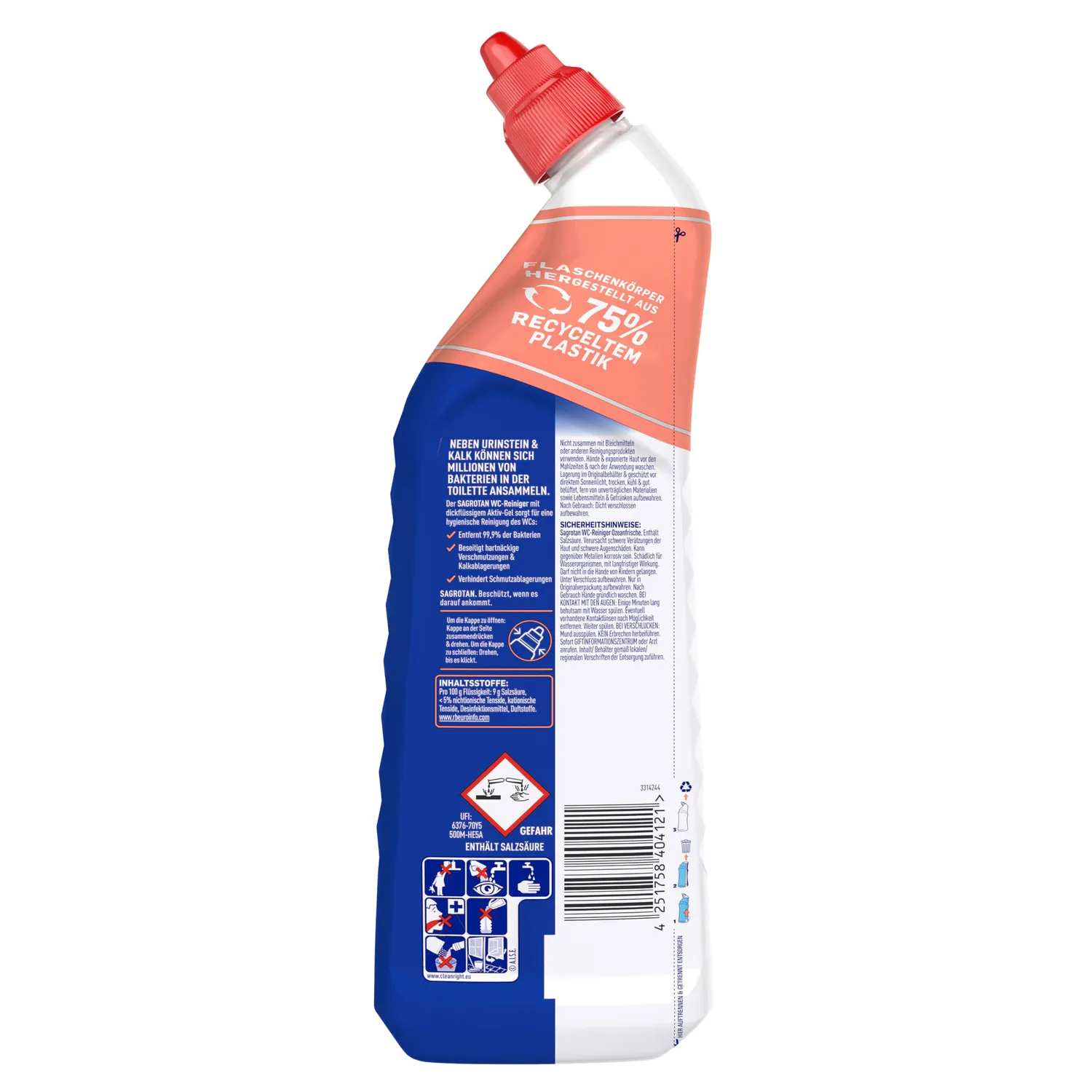 Sagrotan WC-Reiniger Ozeanfrische Gel 4x750ml Antischmutzfilm