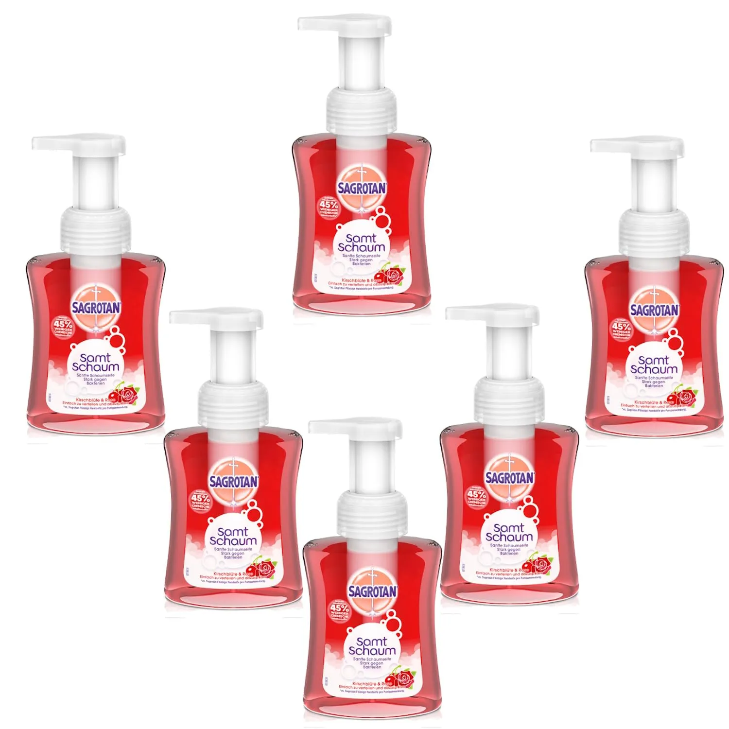 Sagrotan Samt-Schaum Kirschblüte Rose Schaumseife 8x250ml