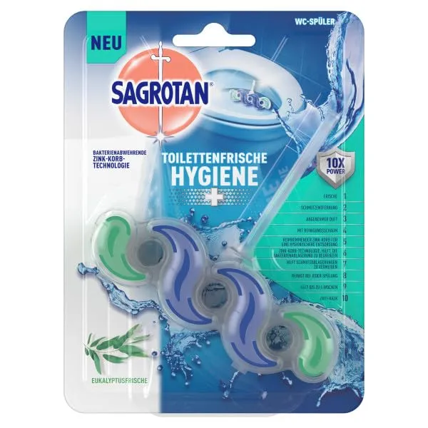 Sagrotan Toilettenfrische Hygiene Plus WC-Spüler Eukalyptus 3er Pack