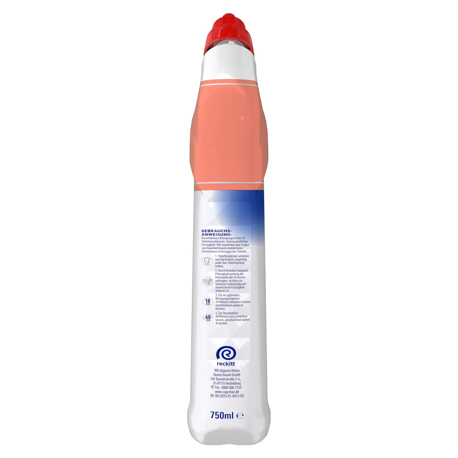 Sagrotan WC-Reiniger Ozeanfrische Gel 4x750ml Antischmutzfilm