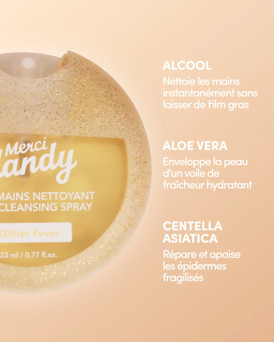 Merci Handy Glitter Fever Handspray 23ml Aloe Vera
