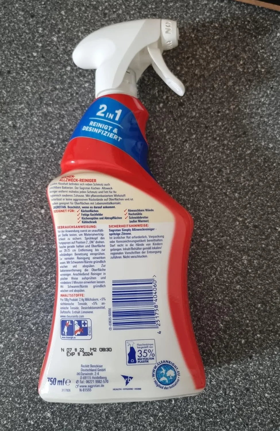 Sagrotan Küchen-Reiniger Zitrone Spray 4x750ml fettlösend