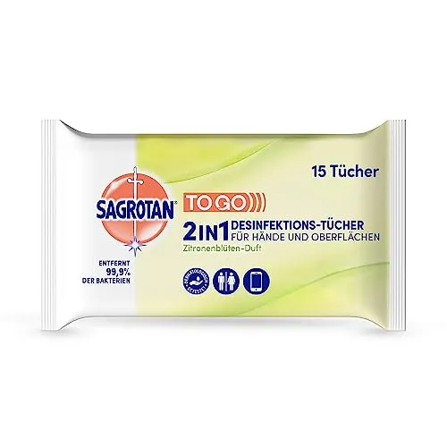 Sagrotan 2in1 Desinfektionstücher 15 Tücher Zitronenblüte