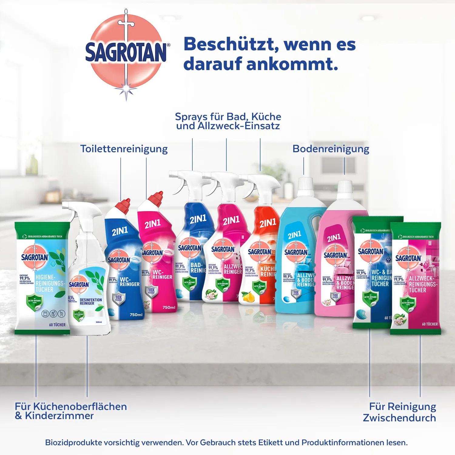 Sagrotan Desinfektions-Reiniger Spray 4x500ml ohne Bleiche