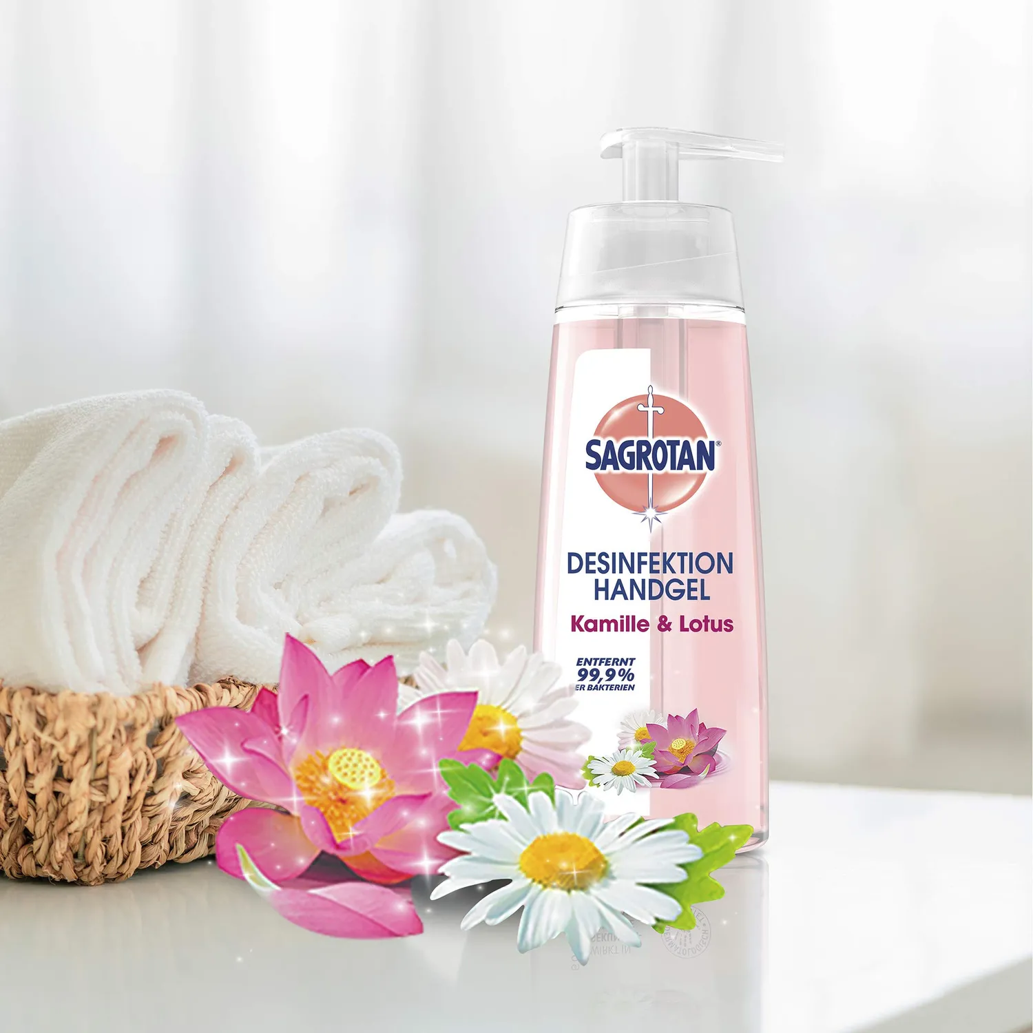 Sagrotan Hand-Desinfektionsgel Kamille Lotus Gel 200 ml Spender