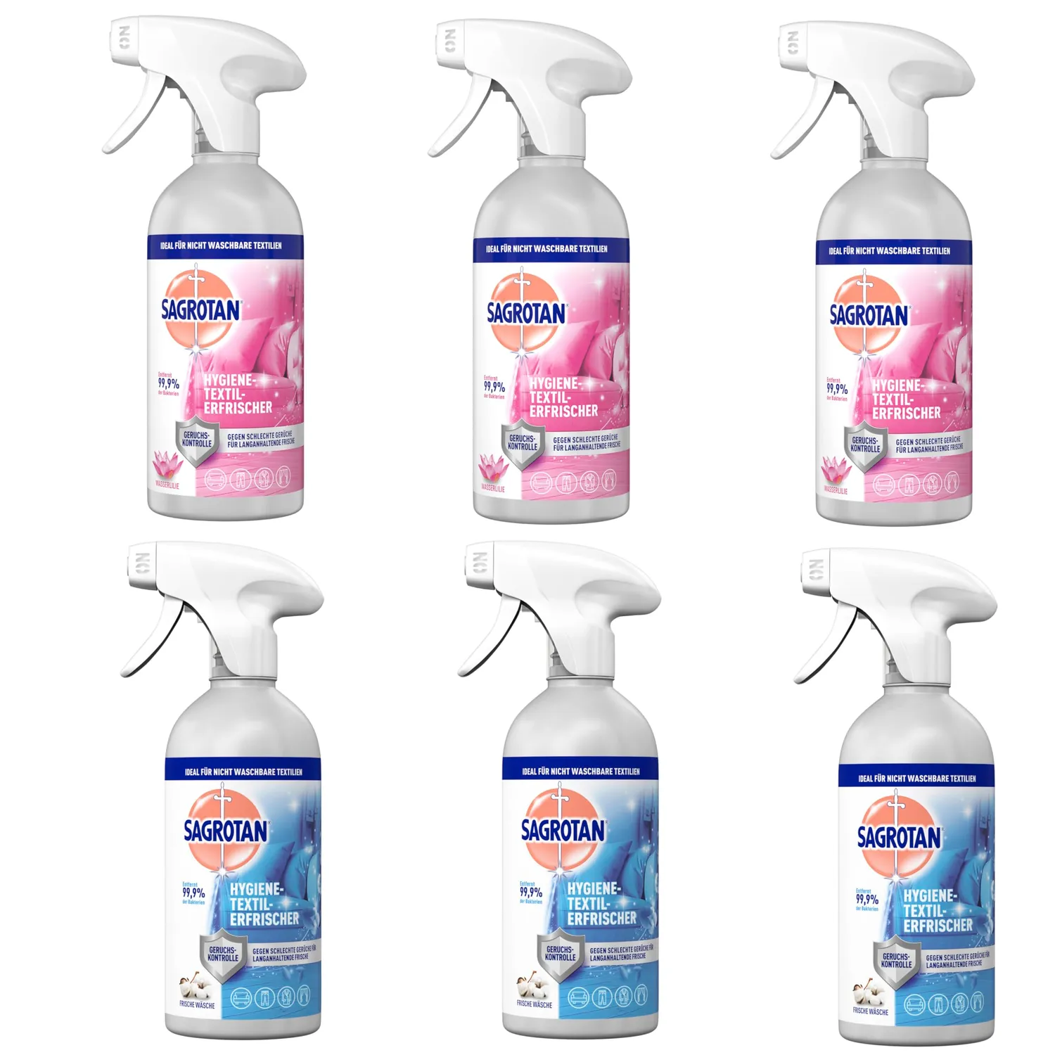 Sagrotan Hygiene-Textilerfrischer Spray 6x500 ml Frische Wäsche