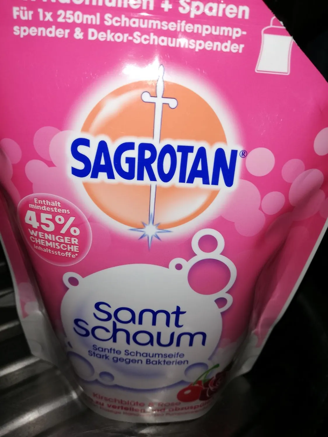 Sagrotan Samt-Schaum Kirschblüte Rose Schaumseife 8x250ml