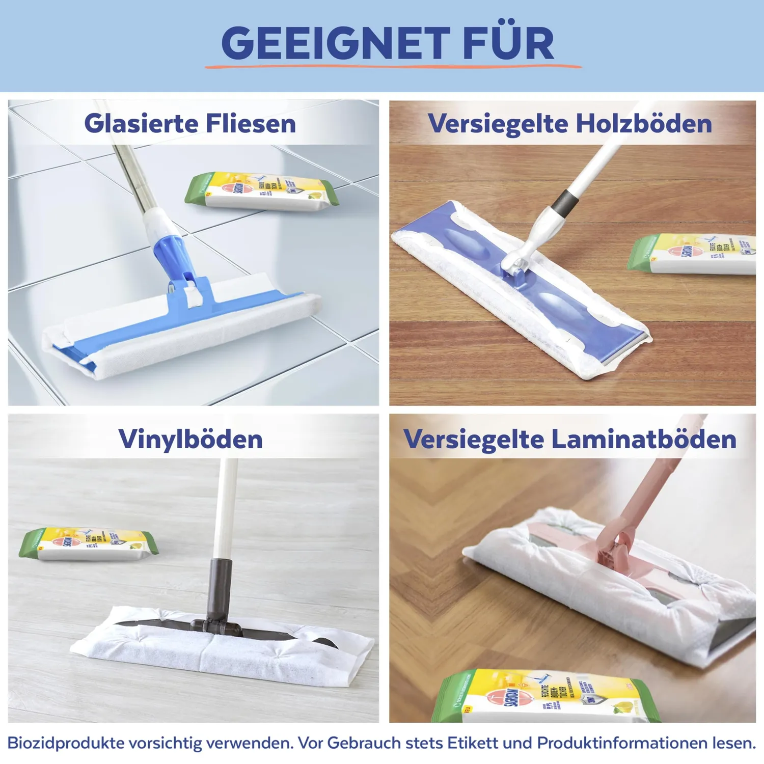 Sagrotan Bodenreinigungstücher 150 Stück 15x10 Wischsystem