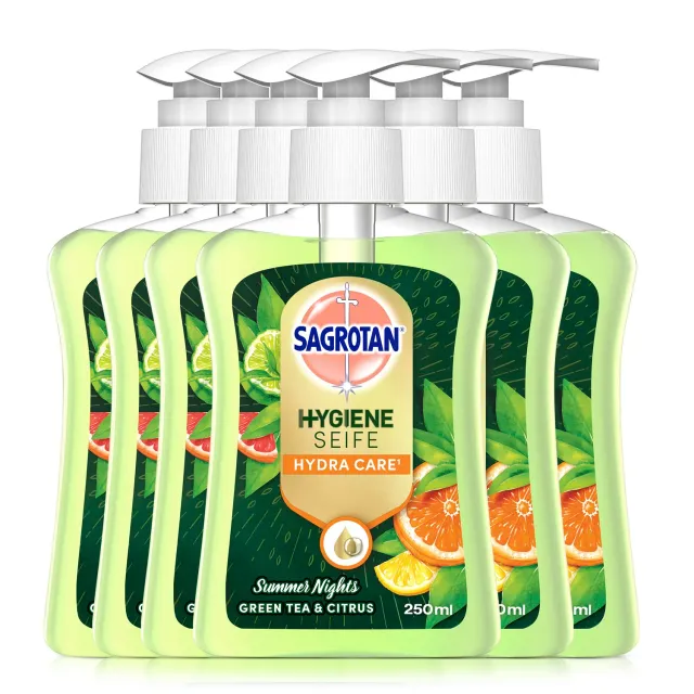Sagrotan Summer Nights Handseife 6x250ml Grüner Tee Citrus