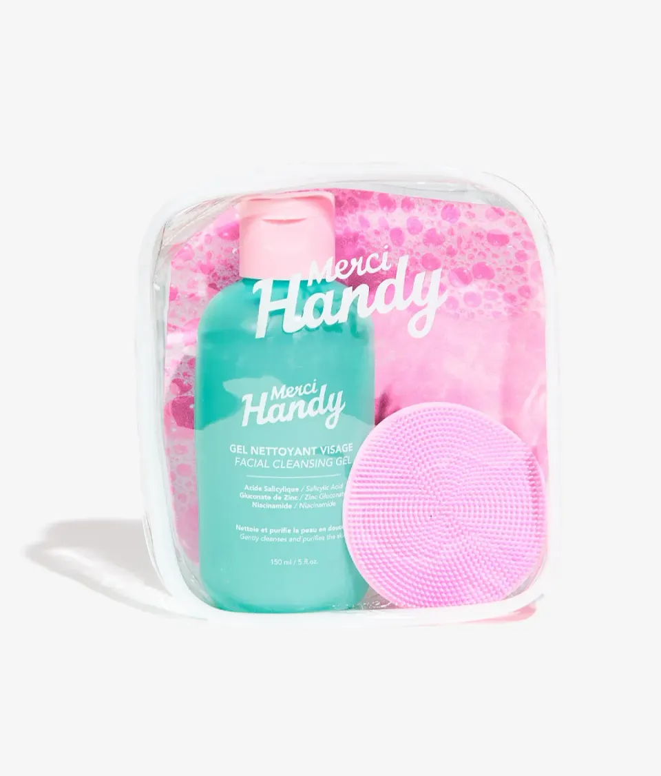 Merci Handy Gesicht Reinigungsset Gel 150ml Bürste Tasche