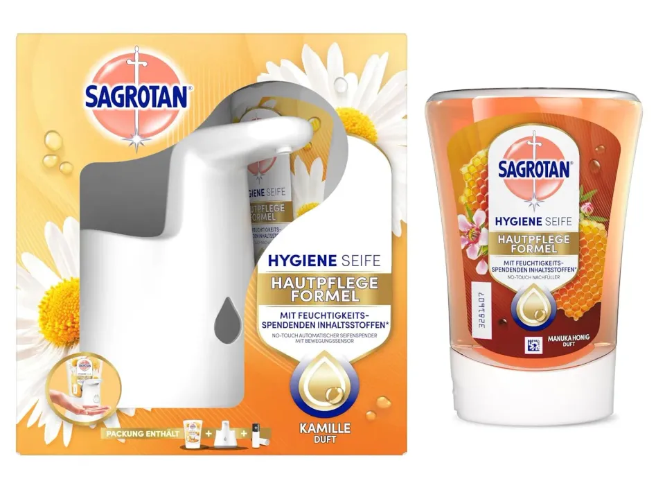 Sagrotan No-Touch Starter Set Seife Kamille Manuka Honig 2x250ml