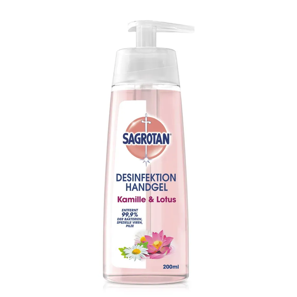 Sagrotan Hand-Desinfektionsgel Kamille Lotus Gel 200 ml Spender