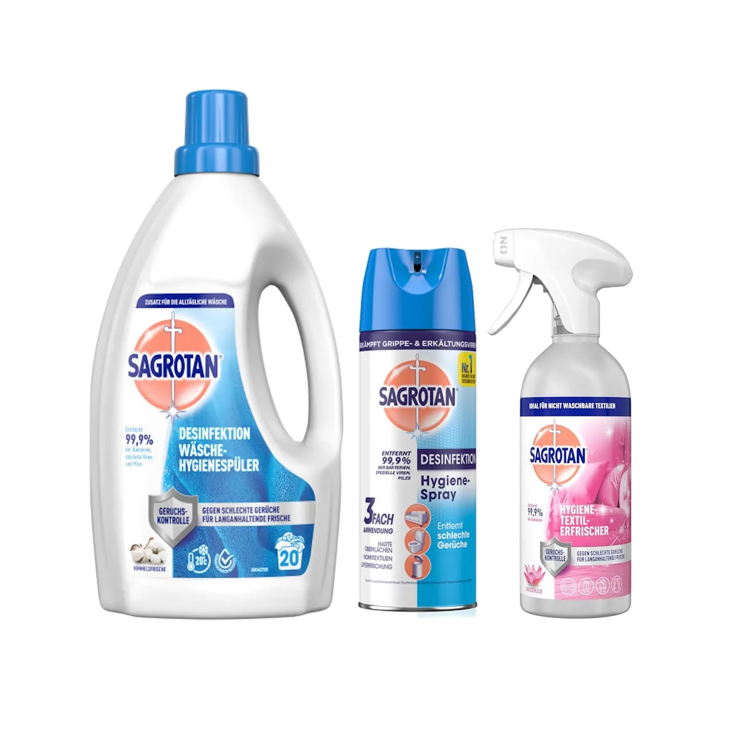 Sagrotan Hygiene Set Frische Wäsche 3-teilig Spray Spüler