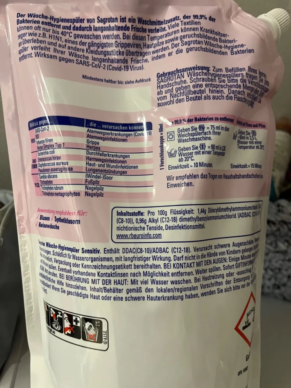 Sagrotan Sensitiv Wäsche-Hygienespüler 5x1,2 L duftfrei