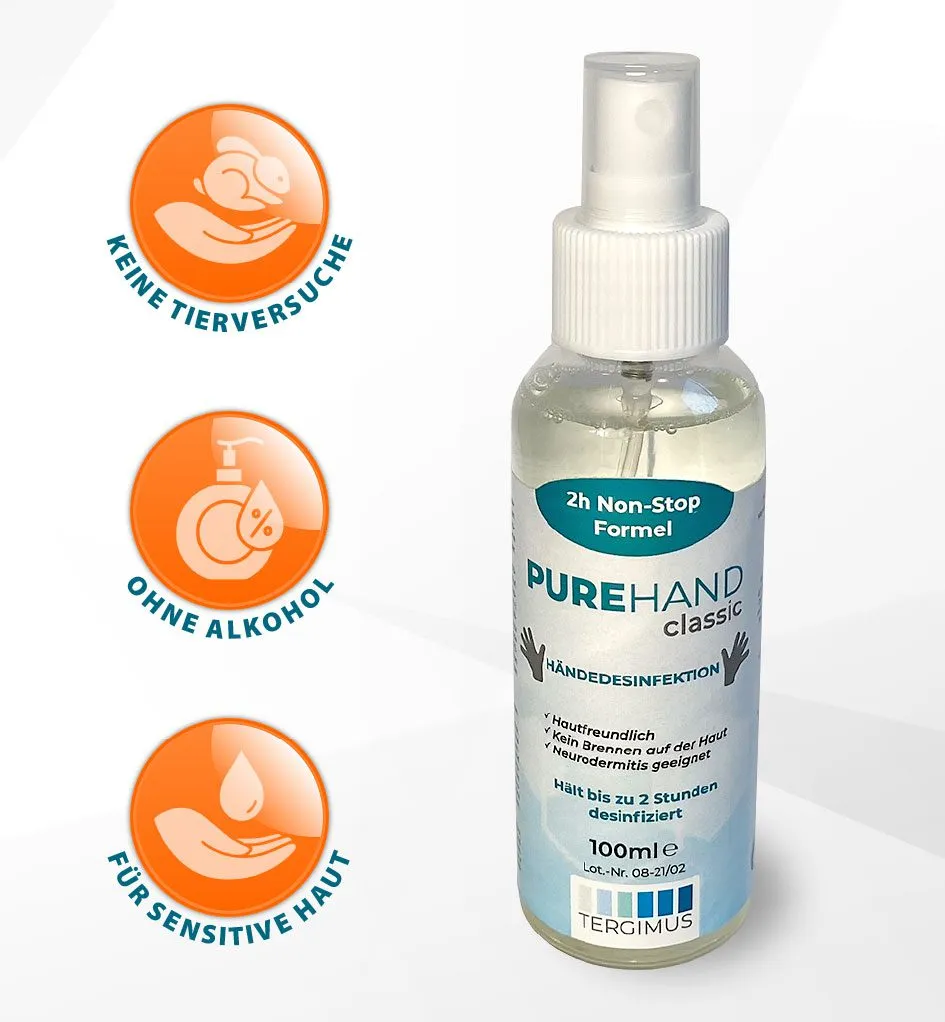 Purehand Classic Händedesinfektion 100 ml alkoholfrei