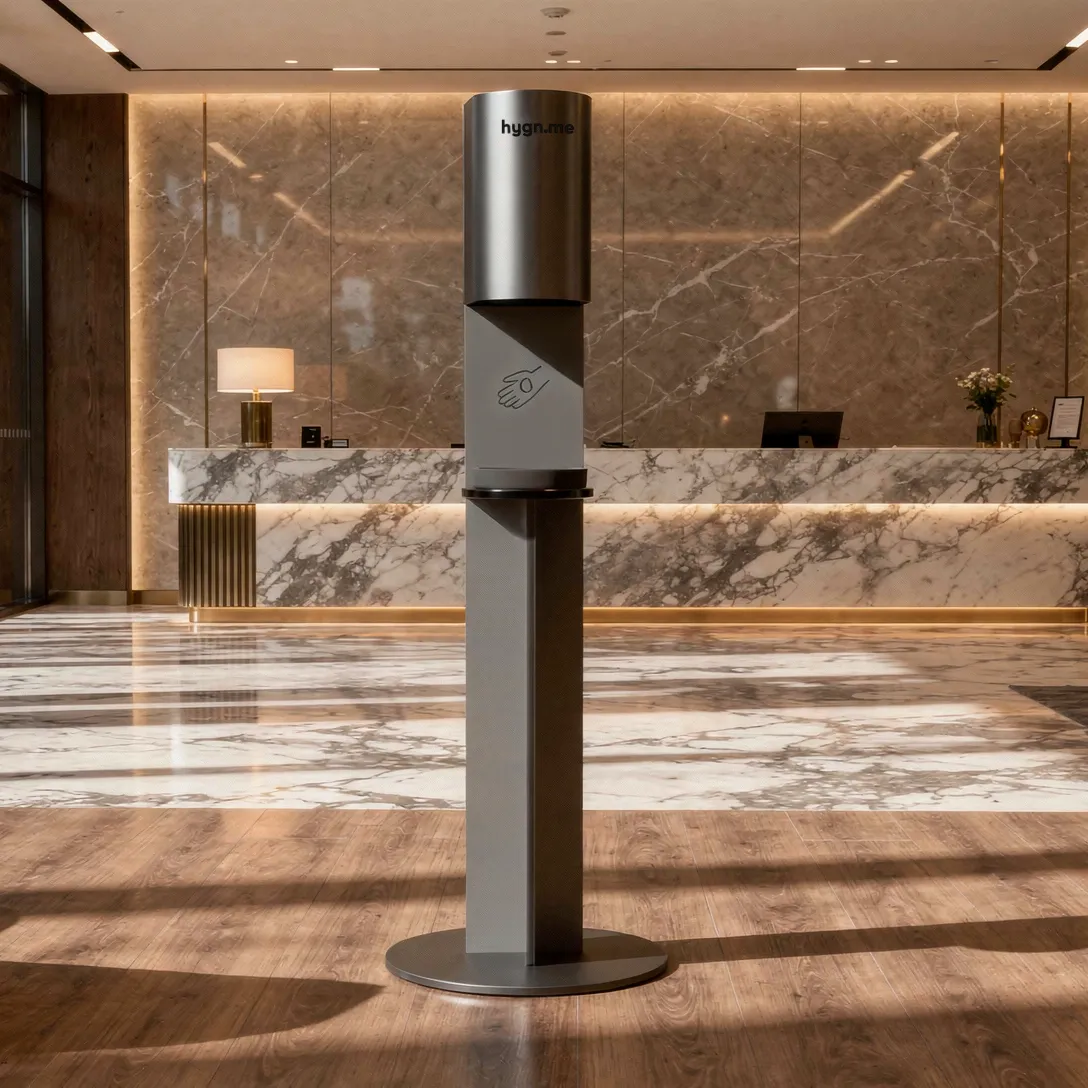 hygn.me Station 3 Column Desinfektionsspender schwarz berührungslos