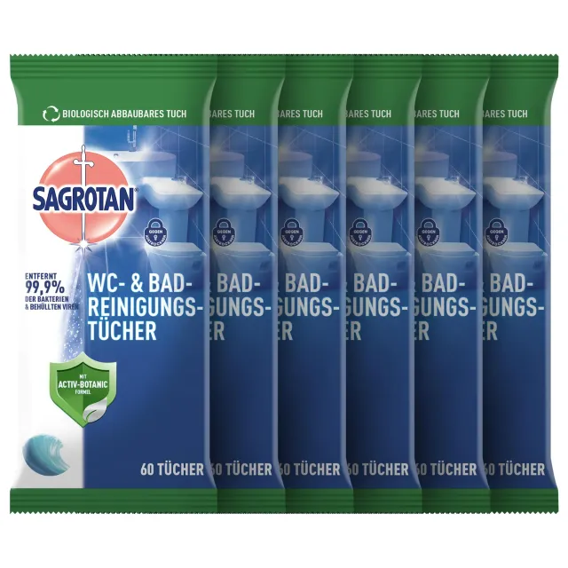 Sagrotan WC-Reinigungstücher Tücher 6x60 Stück Abbaubar