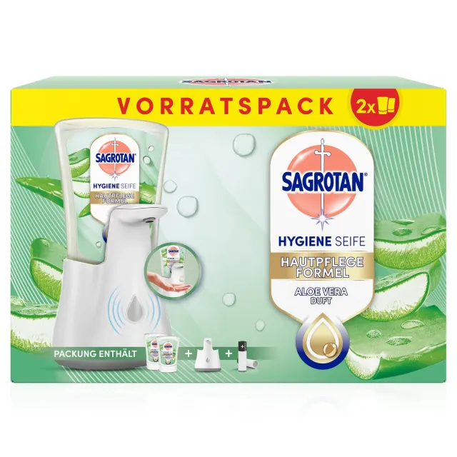 Sagrotan No-Touch Seifenspender Weiß Set 2x250ml Aloe Vera