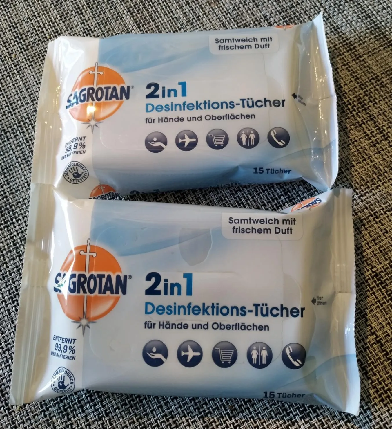 Sagrotan 2in1 Desinfektionstücher 15 Stück für Hände