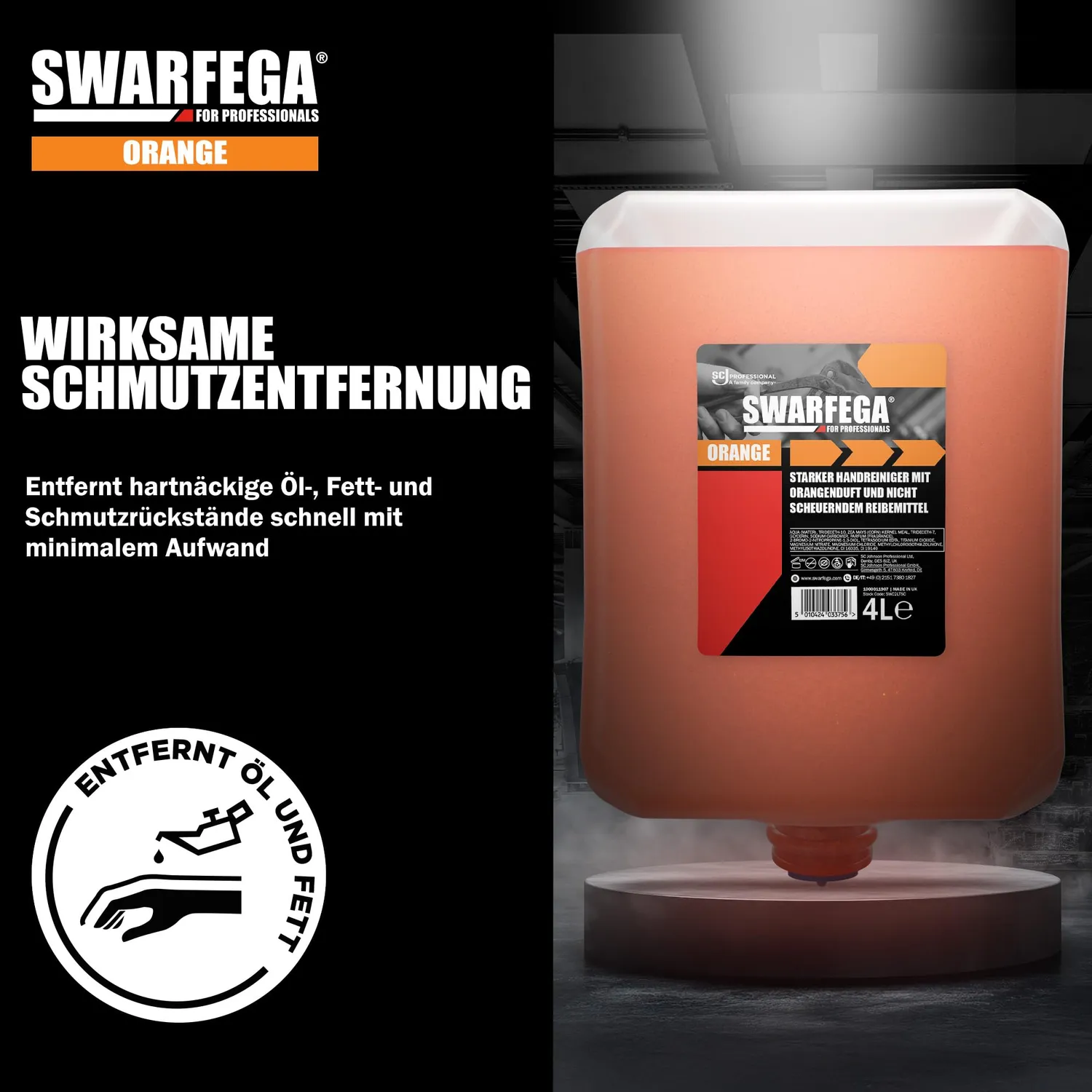 Swarfega Orange Industrieller Handreiniger 4L lösungsmittelfrei