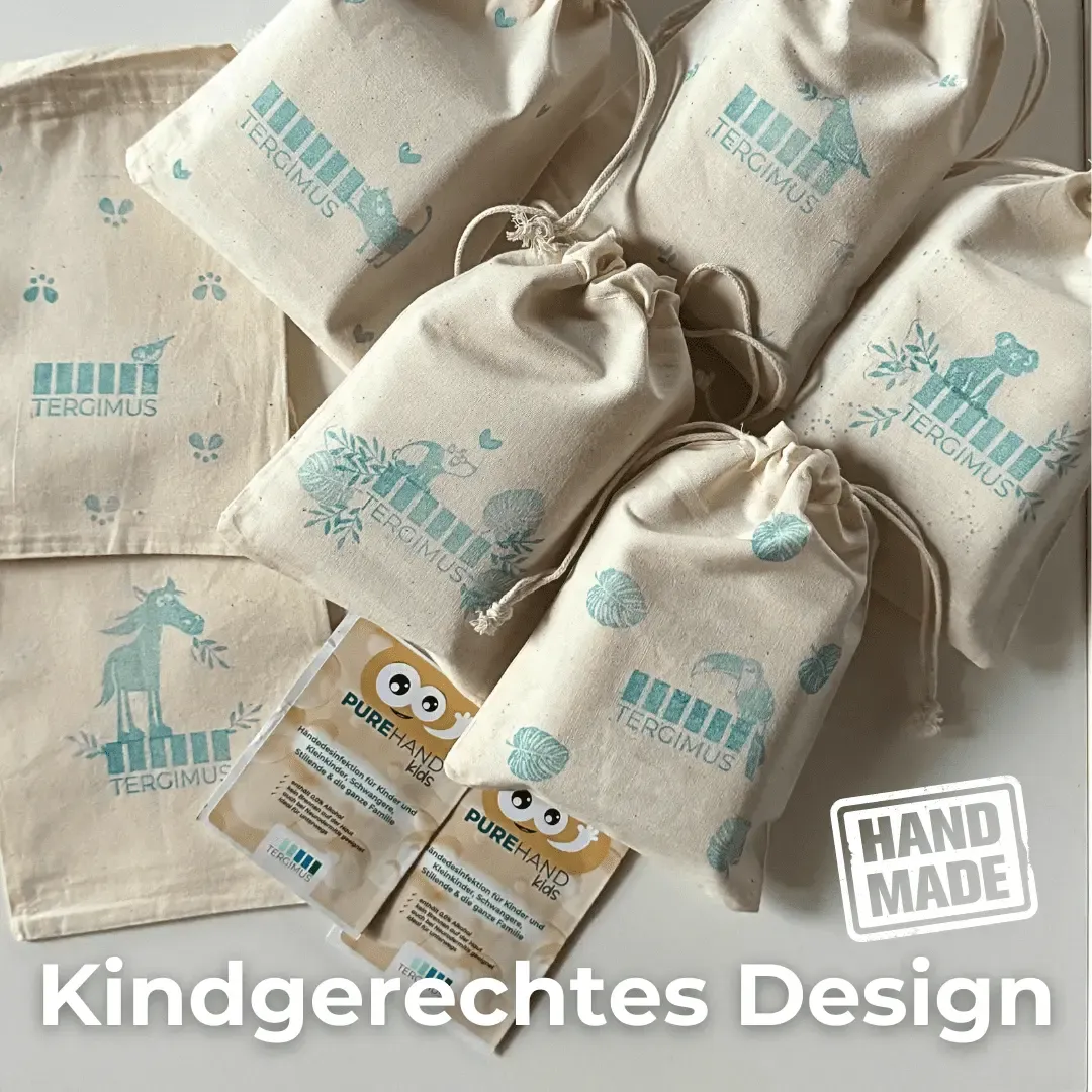 Purehand Kids Desinfektionstücher einzeln verpackt alkoholfrei für Kinder
