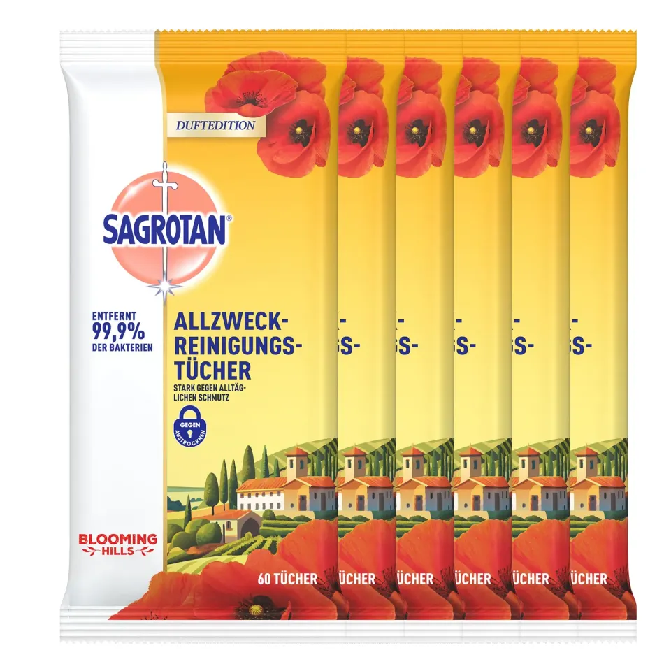 Sagrotan Allzweck Blooming Hills Reinigungstücher 6x60 antibakteriell