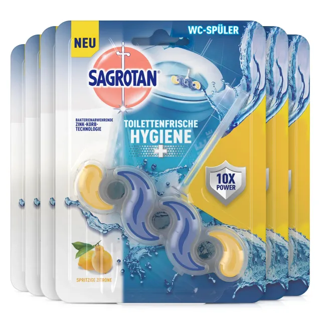 Sagrotan Toilettenfrische Hygiene Plus WC-Spüler Zitrone 6er Pack