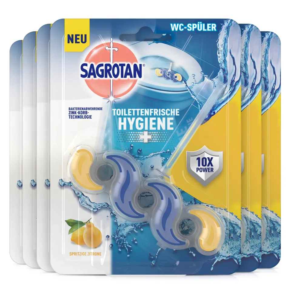 Sagrotan Toilettenfrische Hygiene Plus WC-Spüler Zitrone 6er Pack