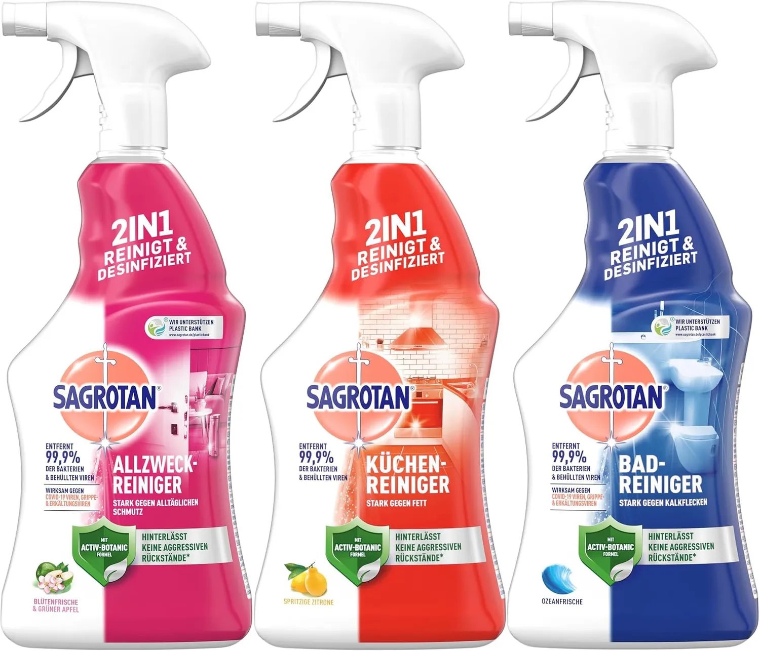 Sagrotan 3er Reinigungsset Küche Bad Schimmel 3x750ml Zitrone