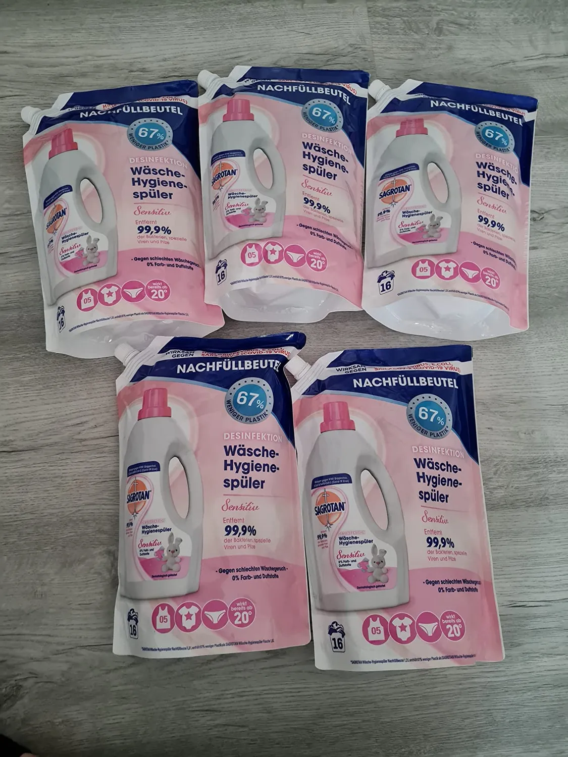 Sagrotan Sensitiv Wäsche-Hygienespüler 5x1,2 L duftfrei
