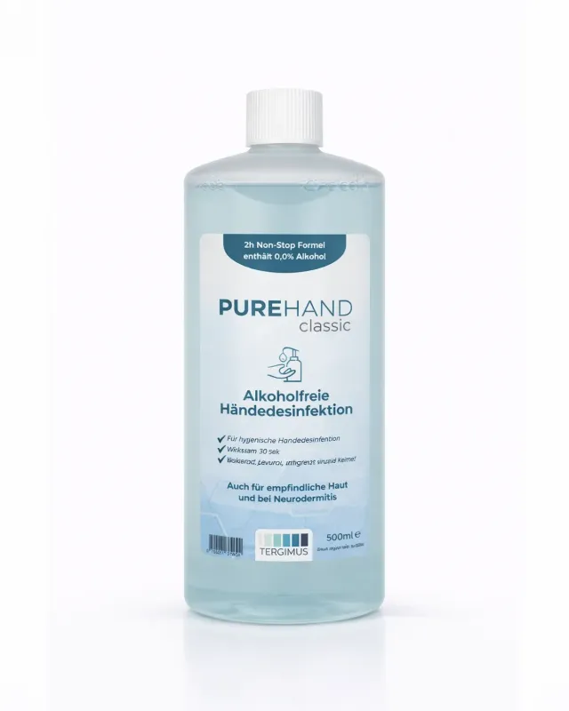 Purehand Classic Händedesinfektion 500ml Euroflasche alkoholfrei