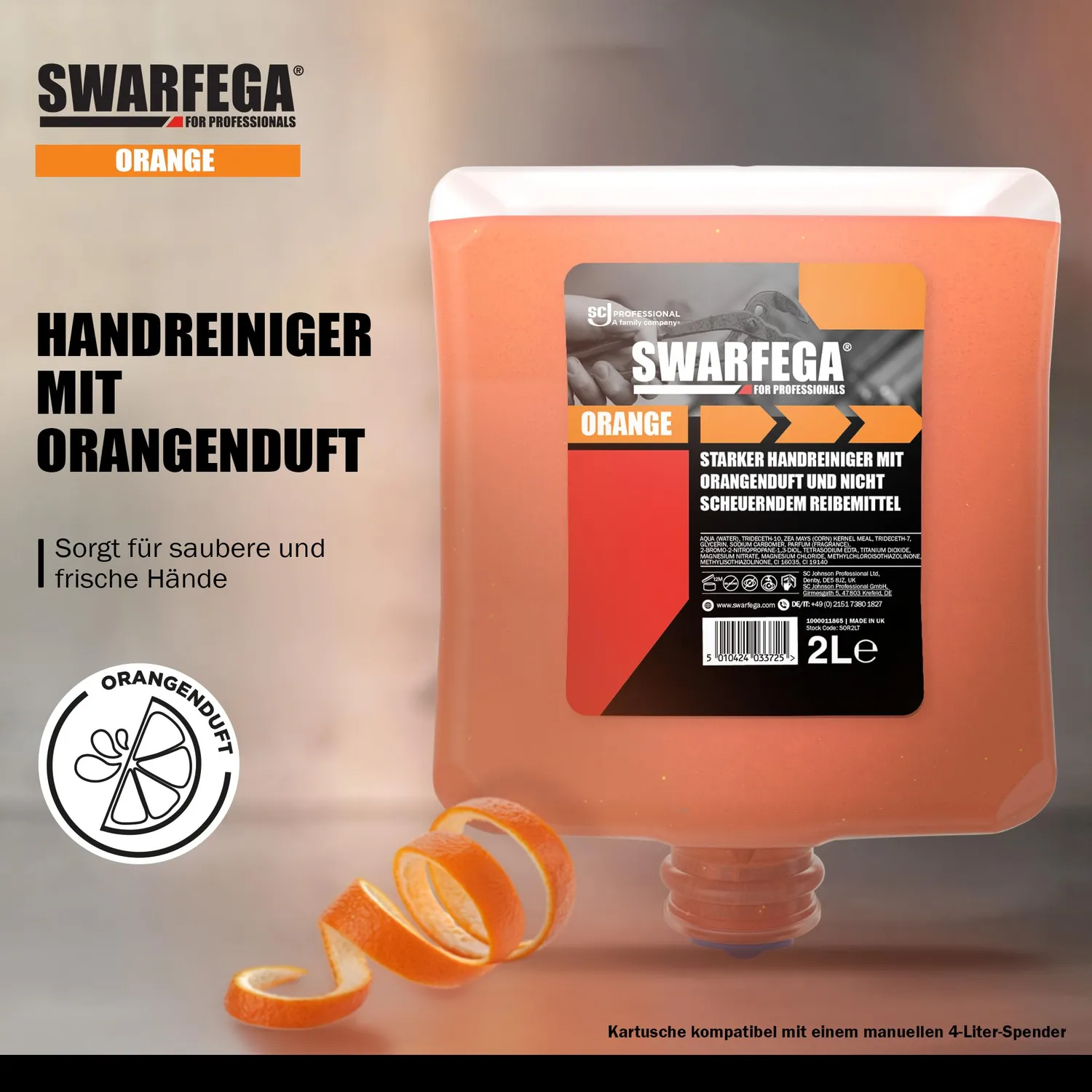 SC Johnson Swarfega Orange Handreiniger 2 L lösemittelfrei