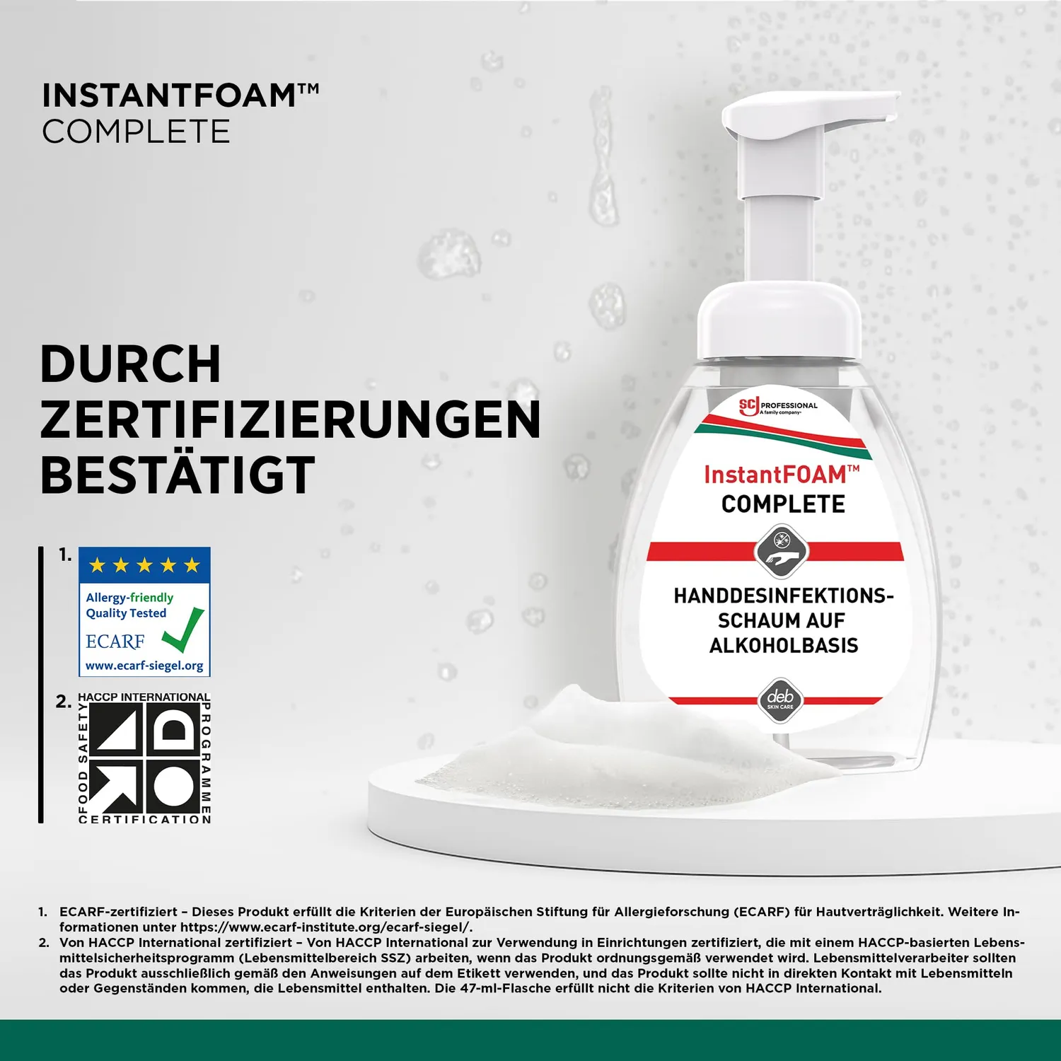 SC Johnson InstantFOAM Complete Händedesinfektion 250ml Schaum