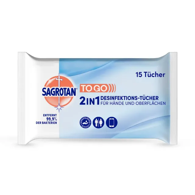 Sagrotan 2in1 Desinfektionstücher 15 Stück für Hände