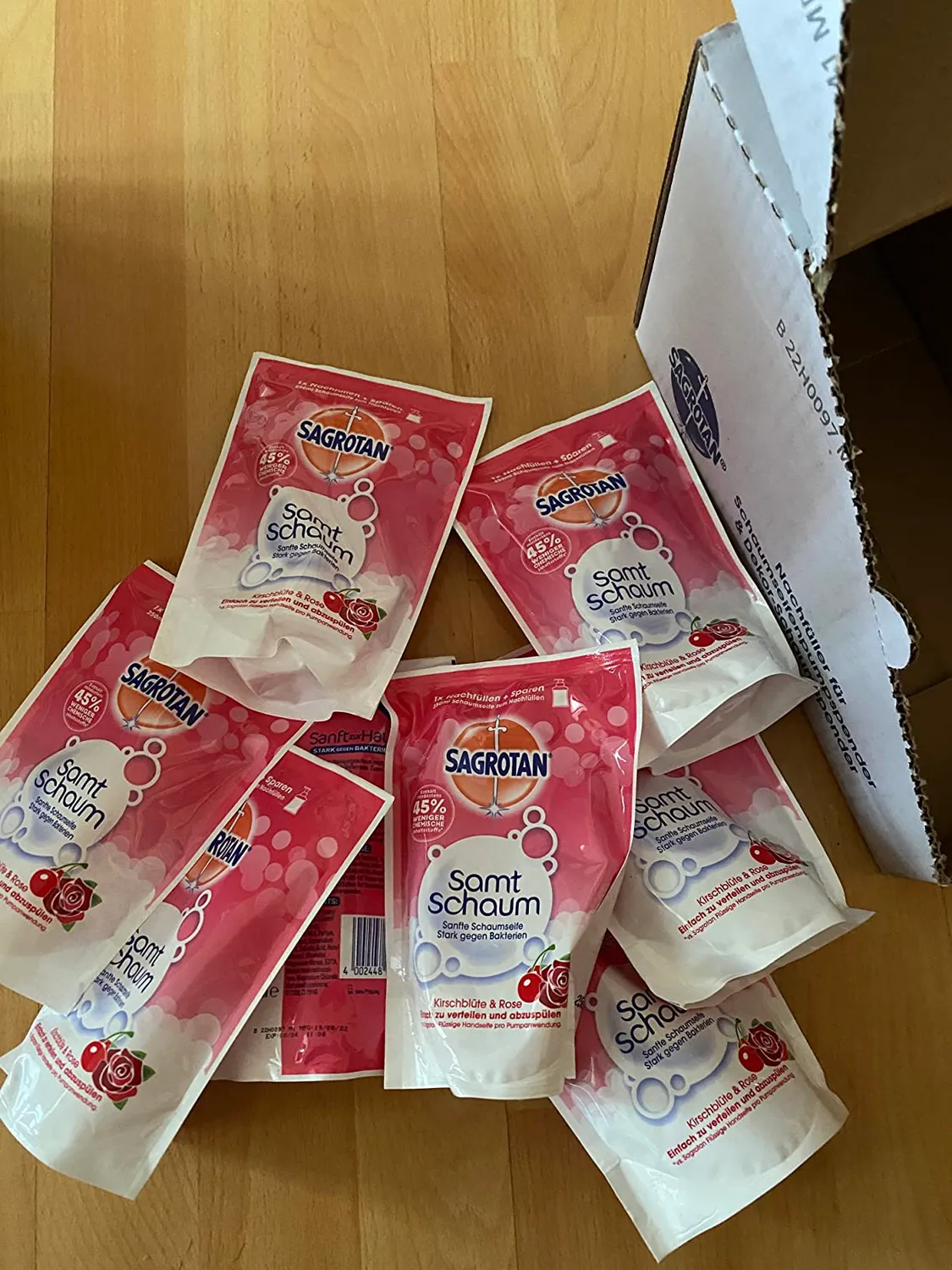 Sagrotan Samt-Schaum Kirschblüte Rose Schaumseife 8x250ml