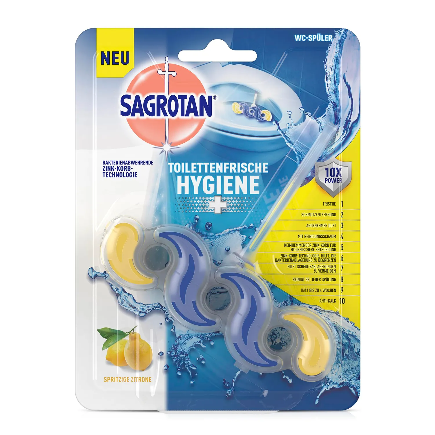 Sagrotan Toilettenfrische Hygiene Plus WC-Spüler Zitrone 6er Pack