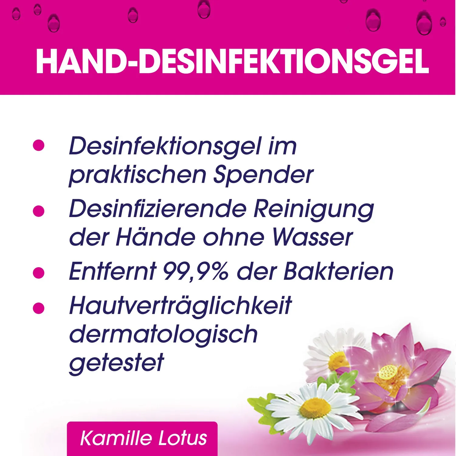 Sagrotan Hand-Desinfektionsgel Kamille Lotus Gel 200 ml Spender