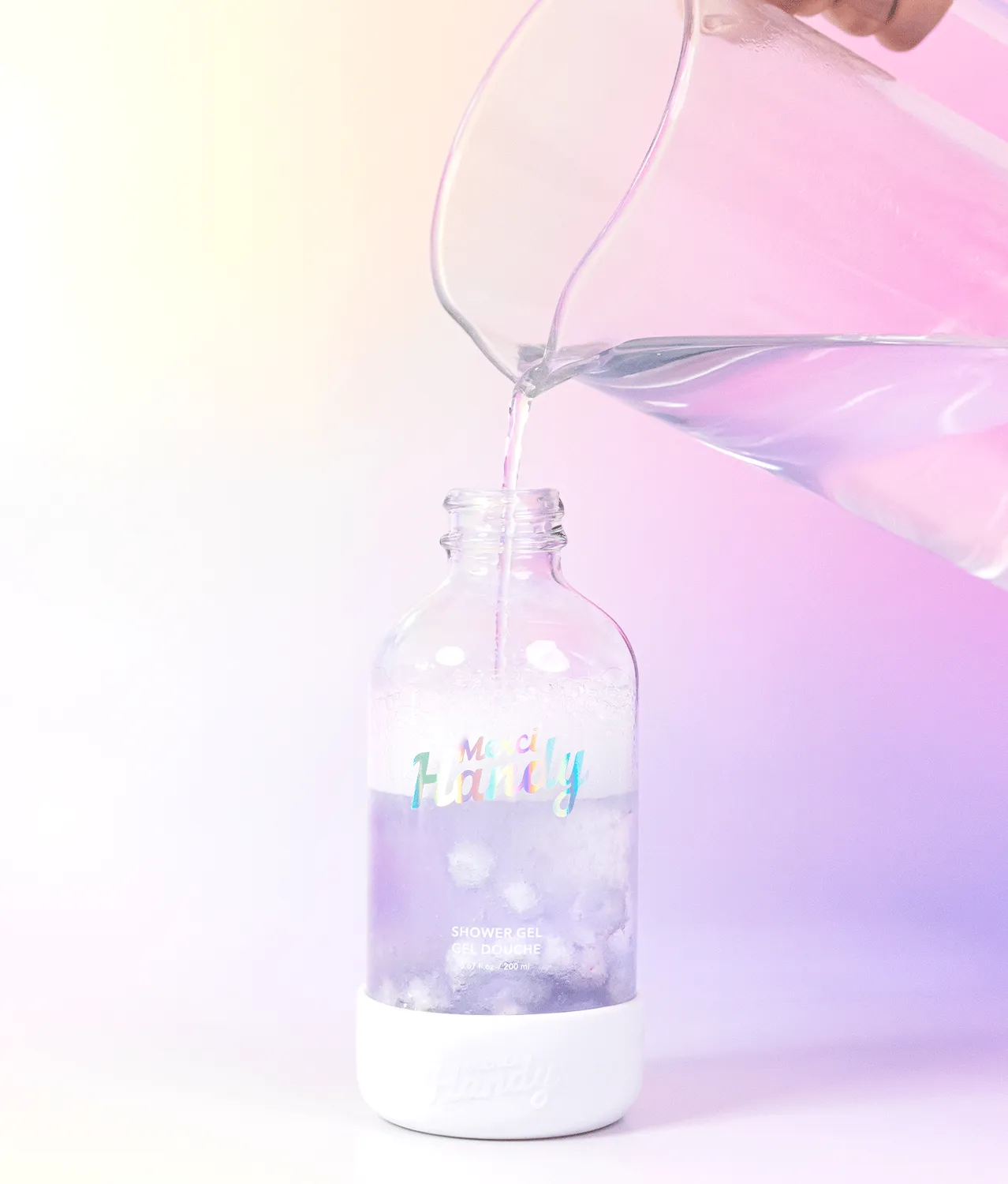Merci Handy Pour Toujours Duschgel-Flasche Glas leer