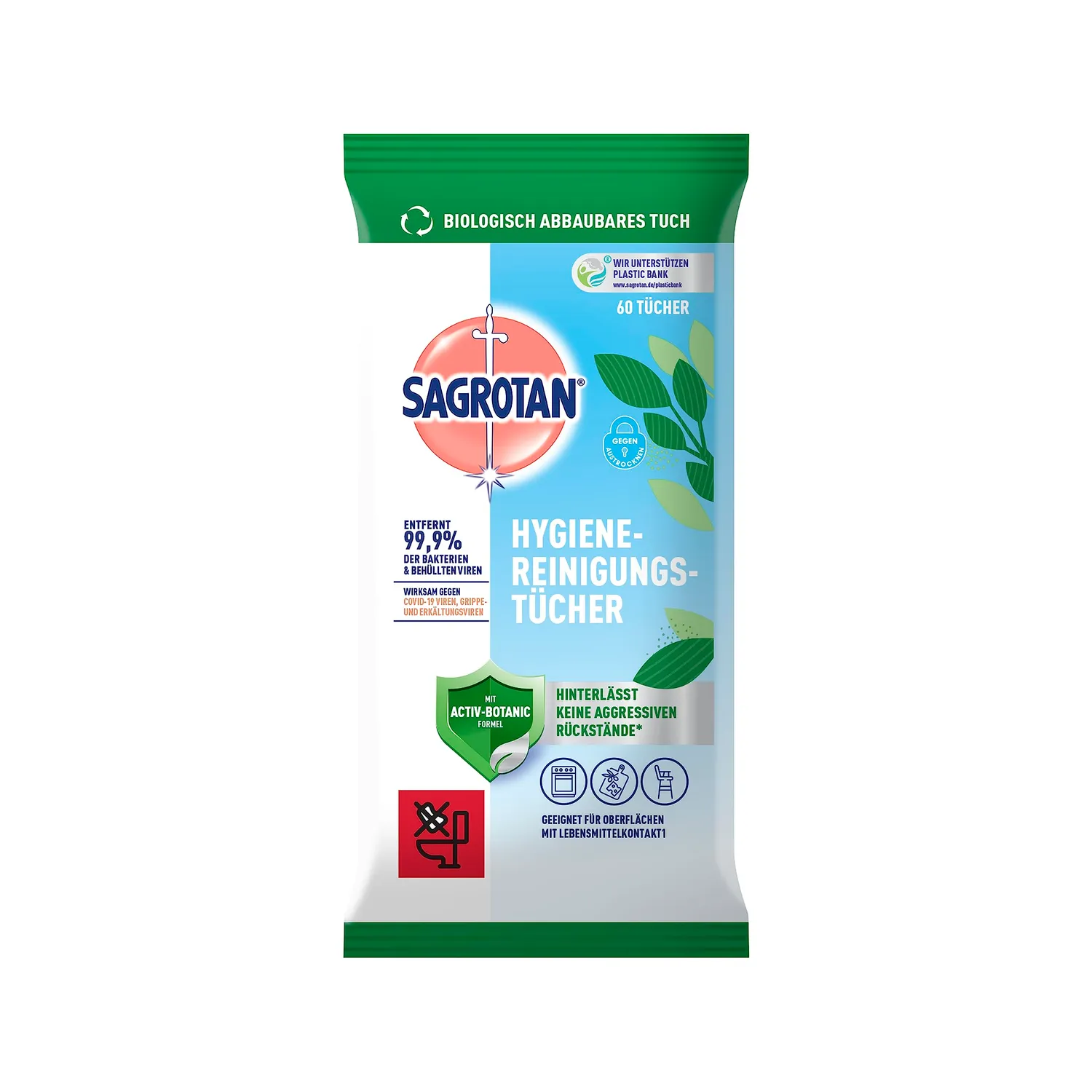 Sagrotan Hygienereinigungstücher neutral 5x60 Stück mild