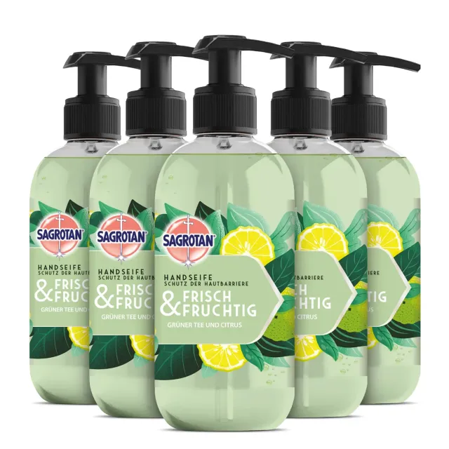 Sagrotan Frisch und Fruchtig Handseife 5x300ml Milchsäure