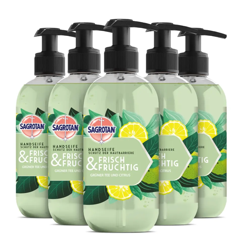 Sagrotan Frisch und Fruchtig Handseife 5x300ml Milchsäure
