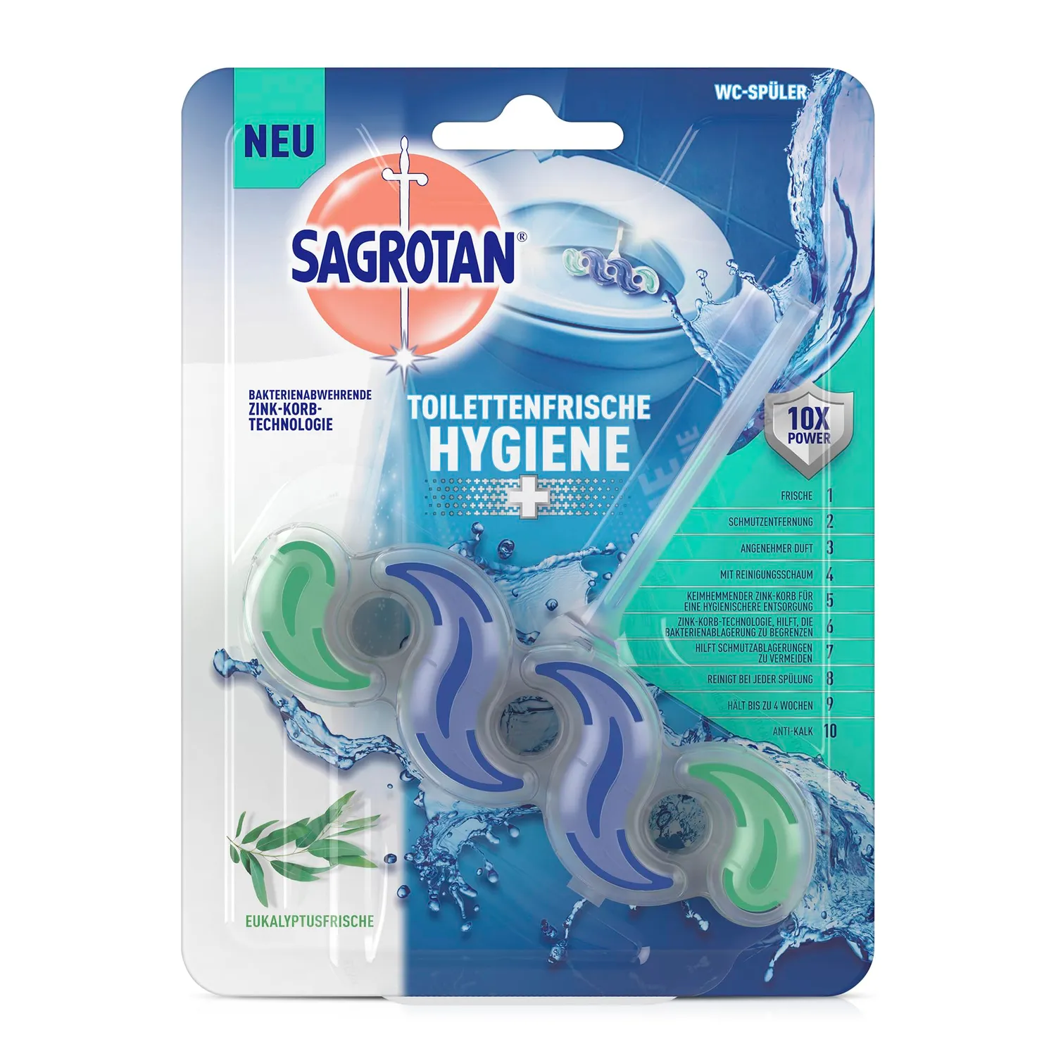 Sagrotan Toilettenfrische Hygiene Plus WC-Spüler Eukalyptus 6er Pack