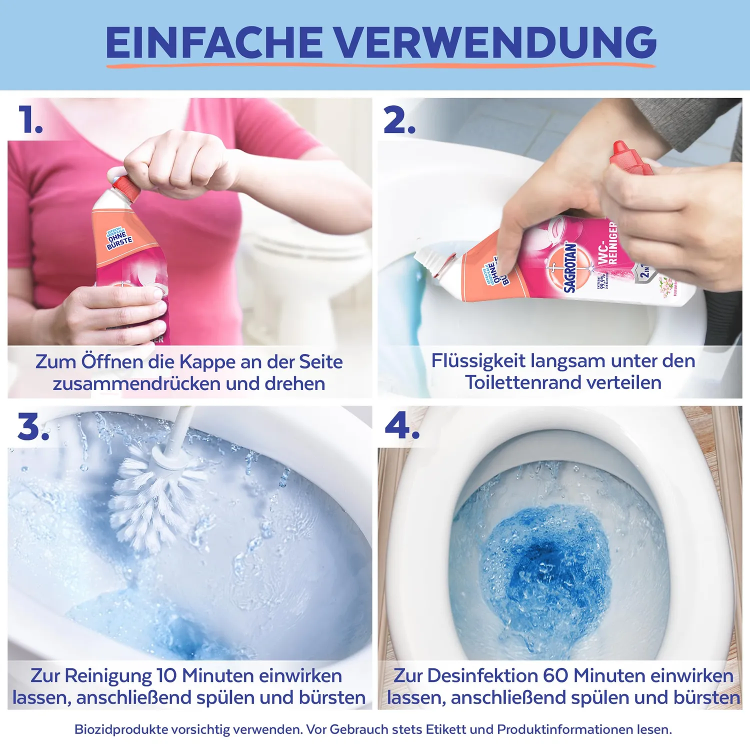 Sagrotan WC-Reiniger Blütenfrische WC-Gel 750 ml Antischmutzfilm