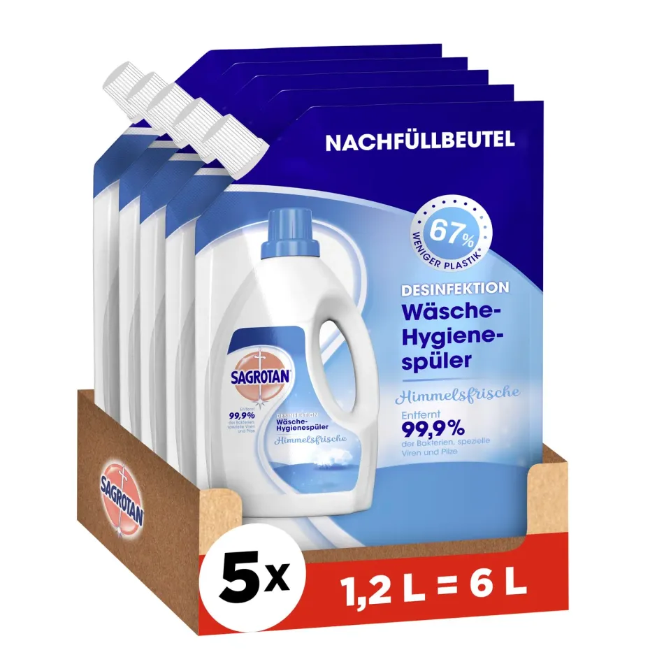 Sagrotan Himmelsfrische Wäsche-Hygienespüler Nachfüller 5x1,2L