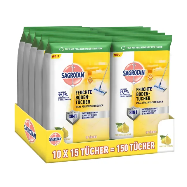 Sagrotan Bodenreinigungstücher 150 Stück 15x10 Wischsystem