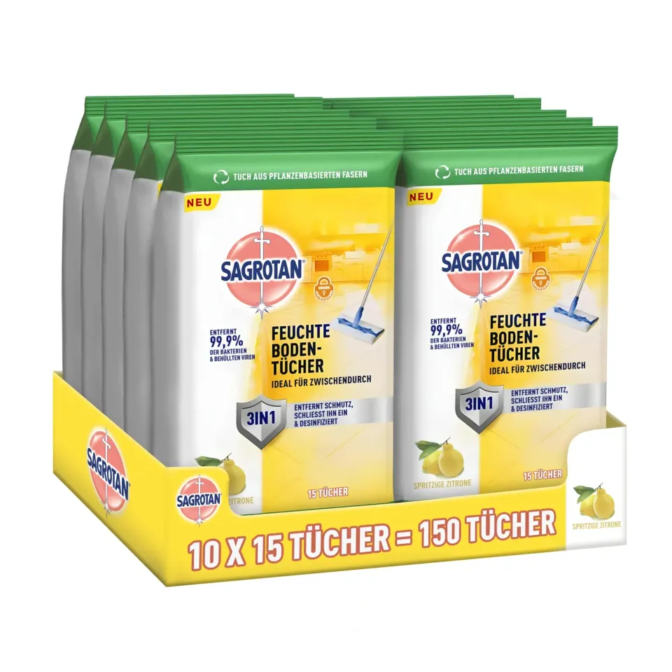 Sagrotan Bodenreinigungstücher 150 Stück 15x10 Wischsystem