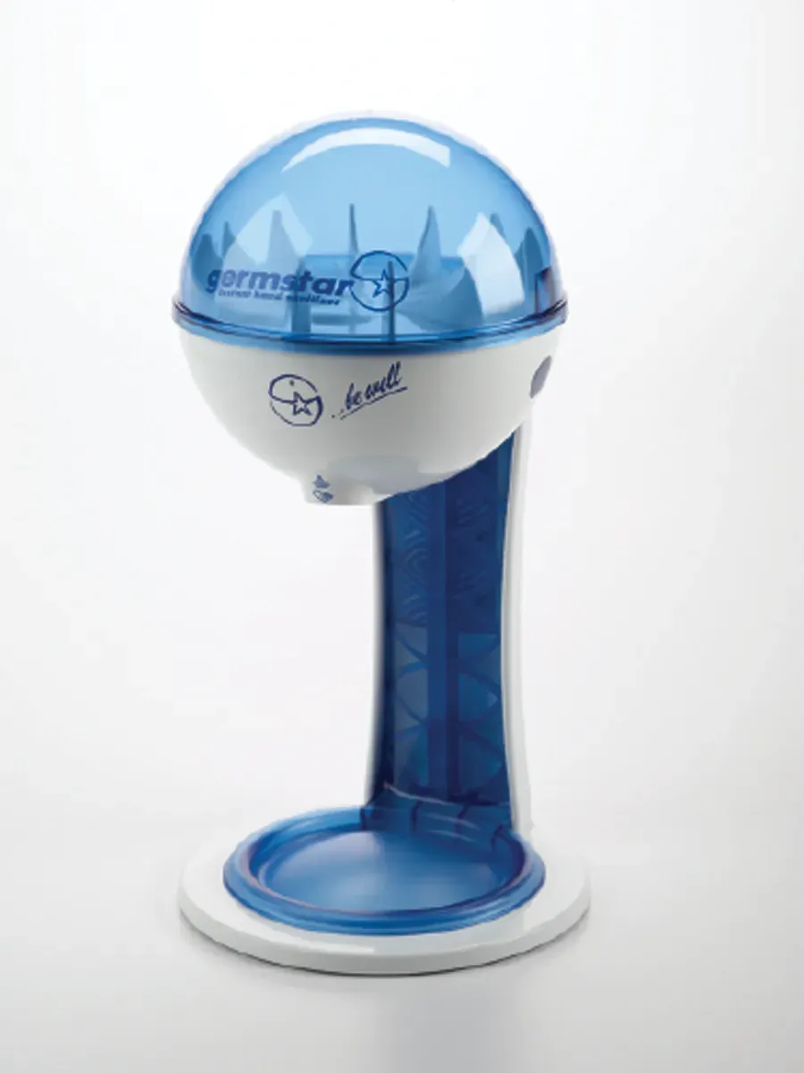 Germstar Spender 32oz Weiß/Blau mit Tischständer berührlos