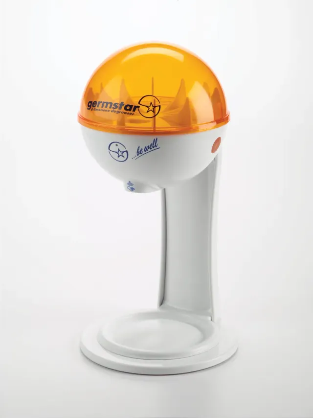 Germstar Desinfektionsspender 32oz Weiß/Orange mit Tischständer