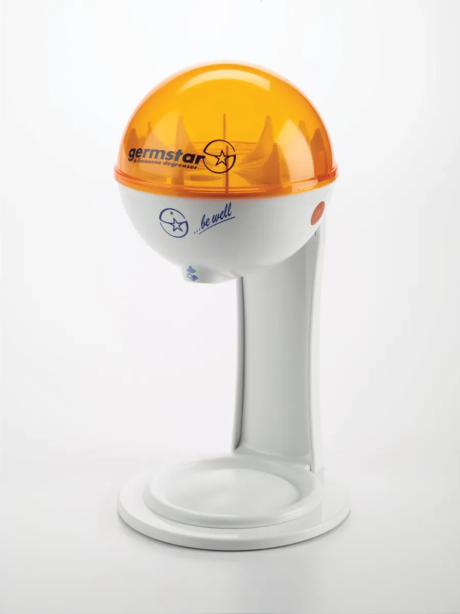 Germstar Desinfektionsspender 32oz Weiß/Orange mit Tischständer